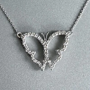 ROBERTO COIN 18k White Gold Diamond Butterfly Pendant Necklace W/ Appraisal - Picture 1 of 6