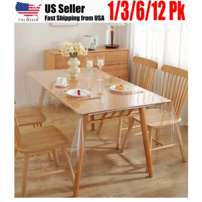 Table Cover Rectangle Clear Protector, 60"x90" Reusable Plastic Party 1/3/6/12 - Image 1 of 4