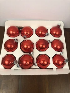 Lot/12 Vintage RED Glass Christmas Ornaments Rauch Balls Retro Glass - Picture 1 of 14