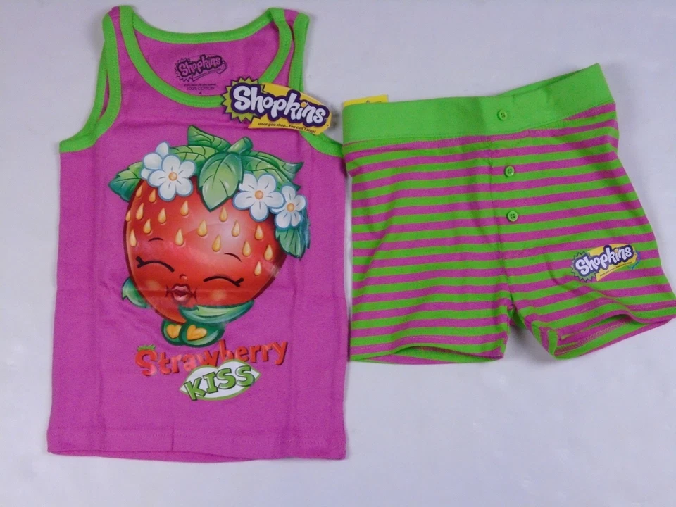 Shopkins Strawberry Kiss Tank and Shorts Girls Pajamas NWT 4 - Image 1 of 1