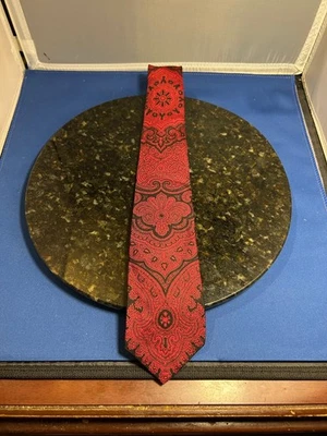 Corbata Broadstairs by Damon para hombre roja negra cachemira seda longitud clásica Foto 1 de 4