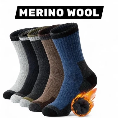 Unisex 90% Merino Cálido Duradero Media Tripulación Súper Grueso Senderismo Calcetines EE. UU. 7-13 5pk Foto 1 de 4
