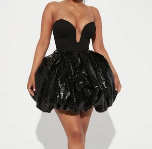 FASHION NOVA ALWAYS YOURS SEQUIN BUBBLE MINI DRESS NEW - Picture 1 of 3