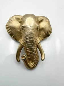 Vintage AJC Signed A.J.C Gold Tone Elephant Head Brooch - Picture 1 of 5