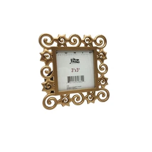VTG Furio Contemporary Casuals 1990s Y2K Matte Gold Stars Swirls 3x3 Photo Frame - Picture 1 of 7