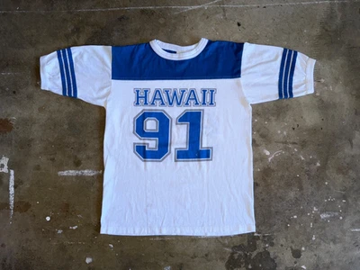 1991 VINTAGE 90s HAWAII RINGER SOUVENIR T-SHIRT MEN SZ M 80s HAWAIIAN SURF SHIRT - Image 1 of 4