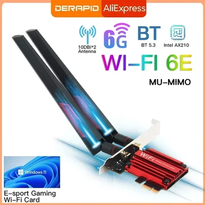 3000Mbps WiFi6E AX210 Bluetooth 5.3 Dual Band 2.4G/5GHz/6GHz WiFi Card 802.11AX/ - Image 1 of 4