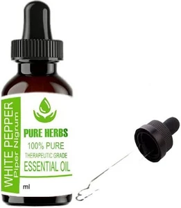 Aceite esencial 100 % puro y natural de pimienta blanca de hierbas puras Piper Nigrum - Imagen 1 de 30
