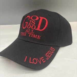 God Is Good All The Time Jesus Hat One Size Black/Red - Picture 1 of 5
