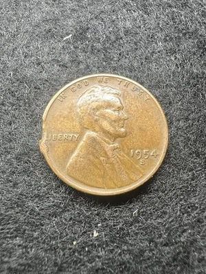 1954-S Lincoln Wheat Cent–San Francisco Mint-clipped planchette - Image 1 of 4