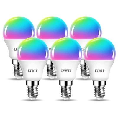 E14 Smart Bulb,P45 RGB Golf Ball Smart Light Bulb,470Lm,5W Replace 40 - Image 1 of 4