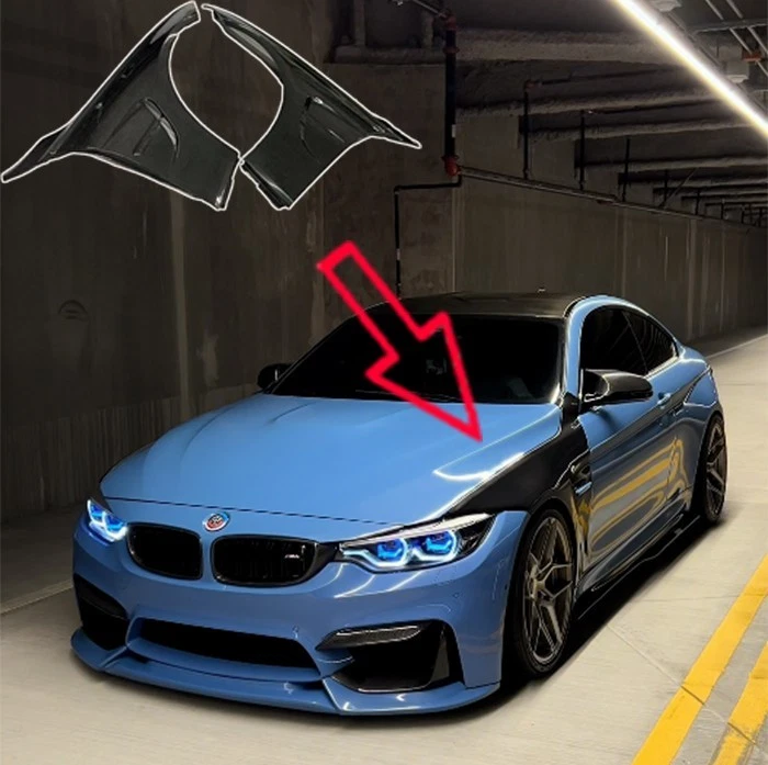 Par de guardabarros delanteros laterales de fibra de carbono para BMW 2015-2020 Real F82 M4 Foto 1 de 4
