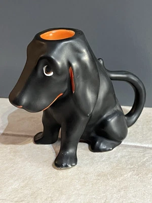 Vintage Royal Bayreuth Bavaria Black Dachshund Dog Candle Stick Holder - image 1 of 4