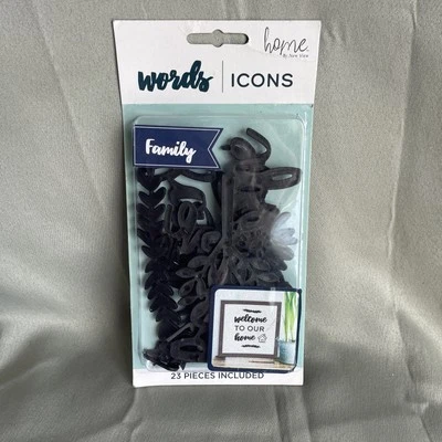 Inicio por Nuevo Ver Palabras Iconos Familia Letrero 23 Piezas Clavijas Negras Escritas a Mano Foto 1 de 4