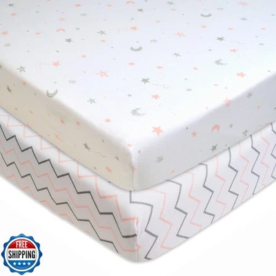 Paquete de 2 mini sábanas ajustables 100 % algodón natural de 38" de American Baby Company  Foto 1 de 4