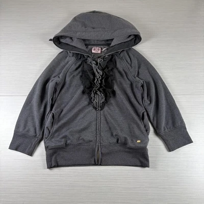 Sudadera con Capucha Juicy Couture para Mujer Gris Medio Borde con Volantes Cremallera Completa Con Capucha Foto 1 de 4