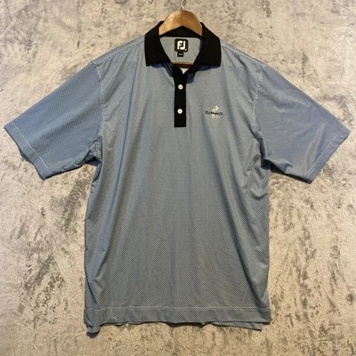 FootJoy Polo Shirt Men’s M Blue White Check Kokopelli Logo Golf Preppy Casual - Image 1 of 4