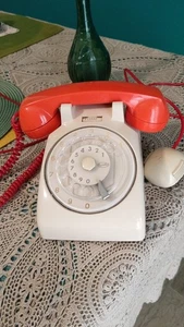 VINTAGE - Telefono SIP Face standard anni 70 BICOLORE CREMA E ARANCIONE - Foto 1 di 18