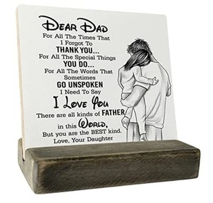 Gifts for Dad from Daughter Wood Plaque Gift, Dear Dad I Dear Dad I Love You 01 - Picture 1 of 6