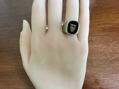 Anel de sinete vintage prata esterlina 925 monograma letra ônix tamanho 9,5 - Imagem 1 de 4