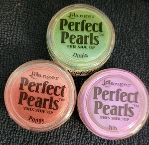 Lot of 3 Ranger Perfect Pearls Pigment Powders  Colors Zinnia Poppy Iris - Picture 1 of 4