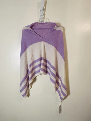 Poncho envolvente de cachemir Captiva de Balbianello a rayas lavanda nuevo con etiquetas talla única Foto 1 de 4