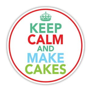 KEEP CALM & MAKE CAKES car sticker split van vintage retro 85mm - Picture 1 of 1