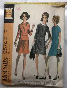 VTG McCall's Sewing Pattern #9574 Women's Dress 3 Versions Size 14.5 CUT - Picture 1 of 6