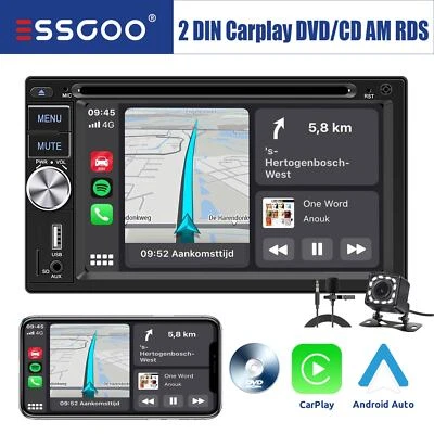 Doppel 2 DIN Carplay Autoradio Android Auto Bluetooth 5.0 CD DVD TF AM RDS 3 USB - Bild 1 von 4