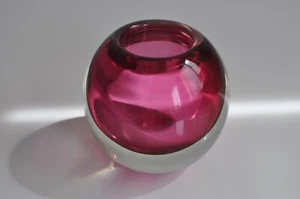 Murano Made in Italy Glass Vase Ball Ball Vase Pink Rose Vintage Vases 0.8kg - Picture 1 of 6
