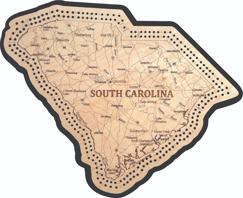 Tabla de cuna de mapa de carreteras con forma del estado de Carolina del Sur Foto 1 de 1