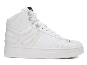 Jimmy Choo Womens Hawaii High Top Sneaker Shoes White Leather Size 38.5 / US 8.5 - Picture 1 of 7