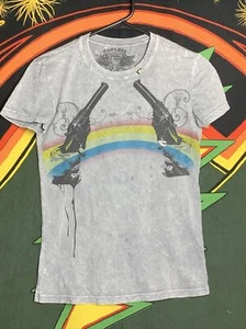Grafik T-Shirt Damen Med Topless California Soft Mighty Fine Guns & Rainbows - Bild 1 von 6