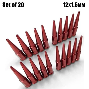 Set of 20 RED Spike Lug Nuts 12x1.5 fit Accord Civic Genesis CX-5 Lancer 5RD4 - Picture 1 of 10