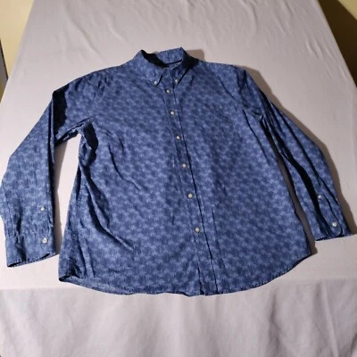 Camisa de Vestir CHAPS Para Hombre LS Talla XL Estampada Palmera Azul Hawaiano Algodón Foto 1 de 4