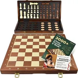 15 Inch Magnetic Chess Set 2 in 1 Chess and Checkers Board Game for Adults - Picture 1 of 9