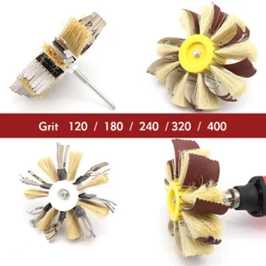140mm Sisal & Sandpaper Sanding Flap Wheel Brush 1/4" Shank for Drill Rust Paint - Picture 1 of 3