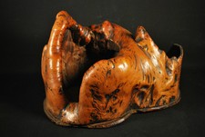 Rare Antique 1821 Japanese Natural Wood Hibachi / Ikebana Flower Pot