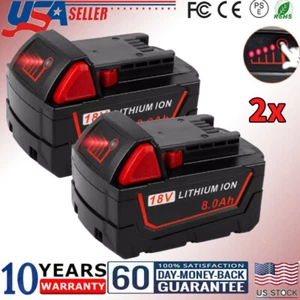 For Milwaukee for M18 8.0AH Battery Lithium Extended Capacity 48-11-1860 2PACK - Picture 1 of 13