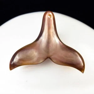 Wal Flosse Geschnitzter Bronze Perlmutt Anhänger Sammlung Schmuck Design 2.48 G - Bild 1 von 12