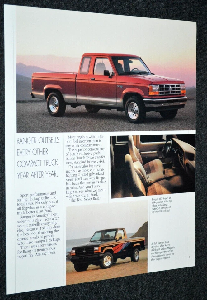 Ford Ranger XLT 1992 cabina extendida/deporte original concesionario anuncio impreso Foto 1 de 1