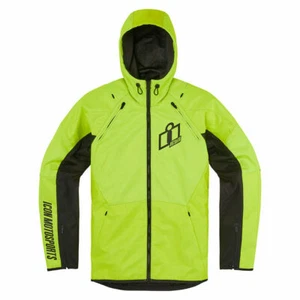 Icon Airform Vented Hooded Textile Motorcycle Jacket - Hi-Viz Yellow - Picture 1 of 8