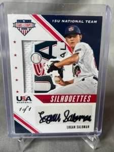 2020 Stars and Stripes LOGAN SALOMAN USA LOGO JERSEY PATCH AUTO 1/1 Silhouettes! - Bild 1 von 3