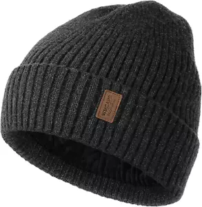Fleece Lined Winter Beanie, Unisex Knit Cuffed Cap - Picture 1 of 12