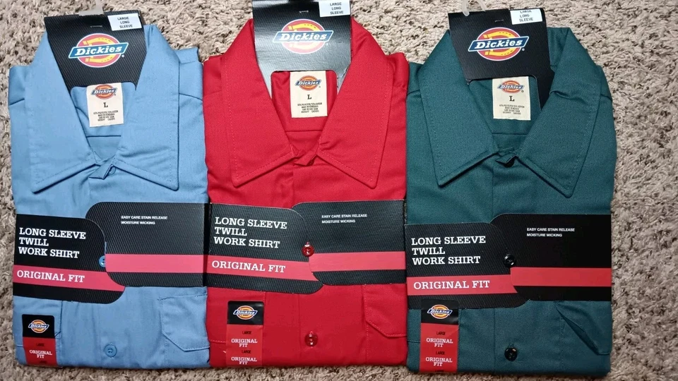 Brand New mens dickies long-sleeve twill work shirt /shirts Lot Of 3 - Image 1 of 4