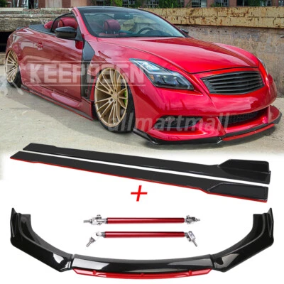 Body Kits Front Bumper Lip Splitter Side Skirts Strut Rods Red for Infiniti G37 Foto 1 de 4