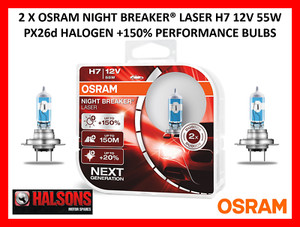 2 X OSRAM NIGHT BREAKER® LASER H7 12V 55W PX26d HALOGEN +150% PERFORMANCE BULBS