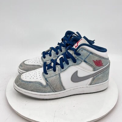 Zapato Nike Air Jordan 1 Mid Youth Talla 6Y Mujer 7.5 DR6235-401 Azul Francés Acero Foto 1 de 4
