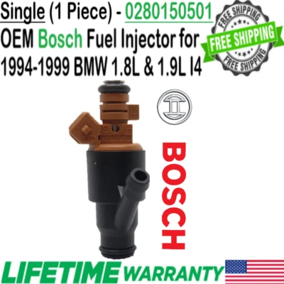 Genuine Flow Matched Bosch Single Fuel Injector for 1994, 1995 BMW 318i 1.8L I4 - Изображение 1 из 4