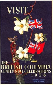 Canada 1958 "Visit The British Columbia" Artist Signed Poster Type Postcard - Picture 1 of 2